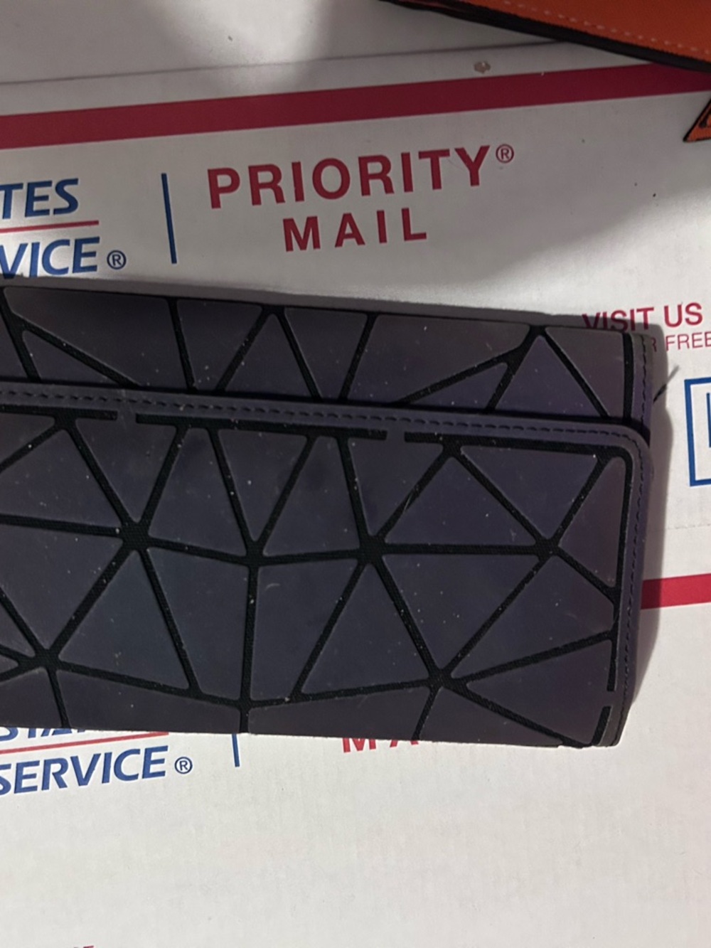 Geometric Panelled Black Wallet